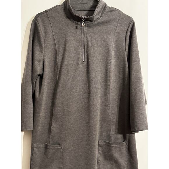 Northstyle Gray 1/4 Zip 3/4 Sleeve Dress, Sz L LagenLook Gorpcore Pullover - Picture 2 of 10